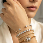 Peora White Layered Bracelet Set - Gold