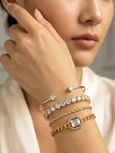 Peora White Layered Bracelet Set - Gold