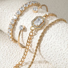 Peora White Layered Bracelet Set - Gold