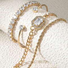 Peora White Layered Bracelet Set - Gold