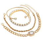 Peora White Layered Bracelet Set - Gold