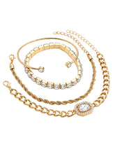 Peora White Layered Bracelet Set - Gold