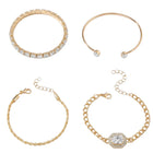 Peora White Layered Bracelet Set - Gold