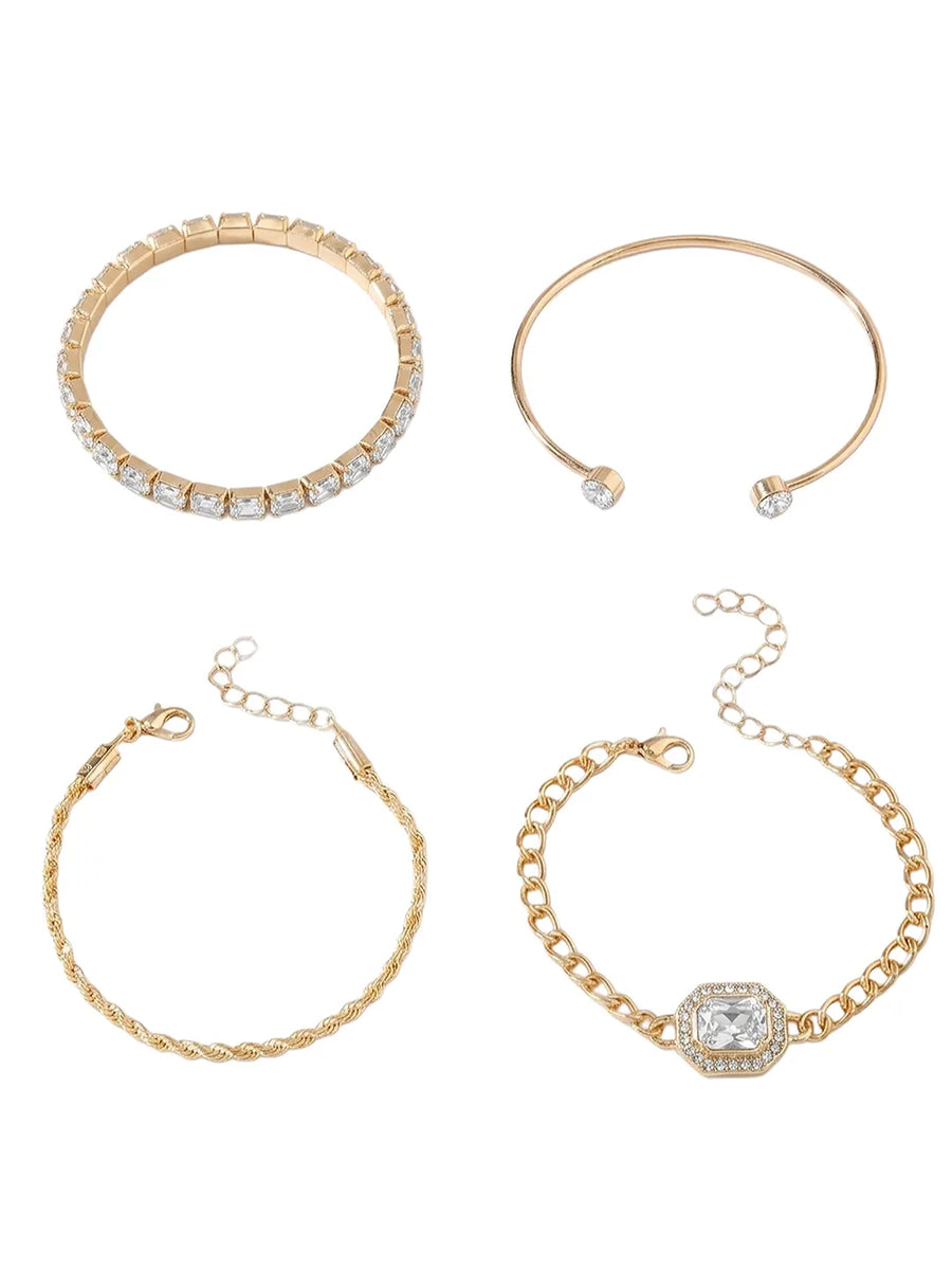Peora White Layered Bracelet Set - Gold