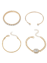Peora White Layered Bracelet Set - Gold