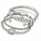 Peora White Layered Bracelet Set - Silver