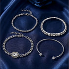 Peora White Layered Bracelet Set - Silver