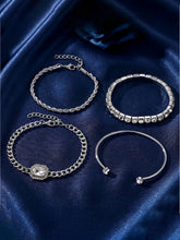 Peora White Layered Bracelet Set - Silver