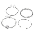 Peora White Layered Bracelet Set - Silver