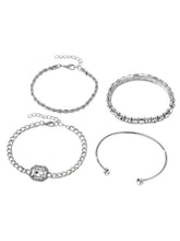Peora White Layered Bracelet Set - Silver