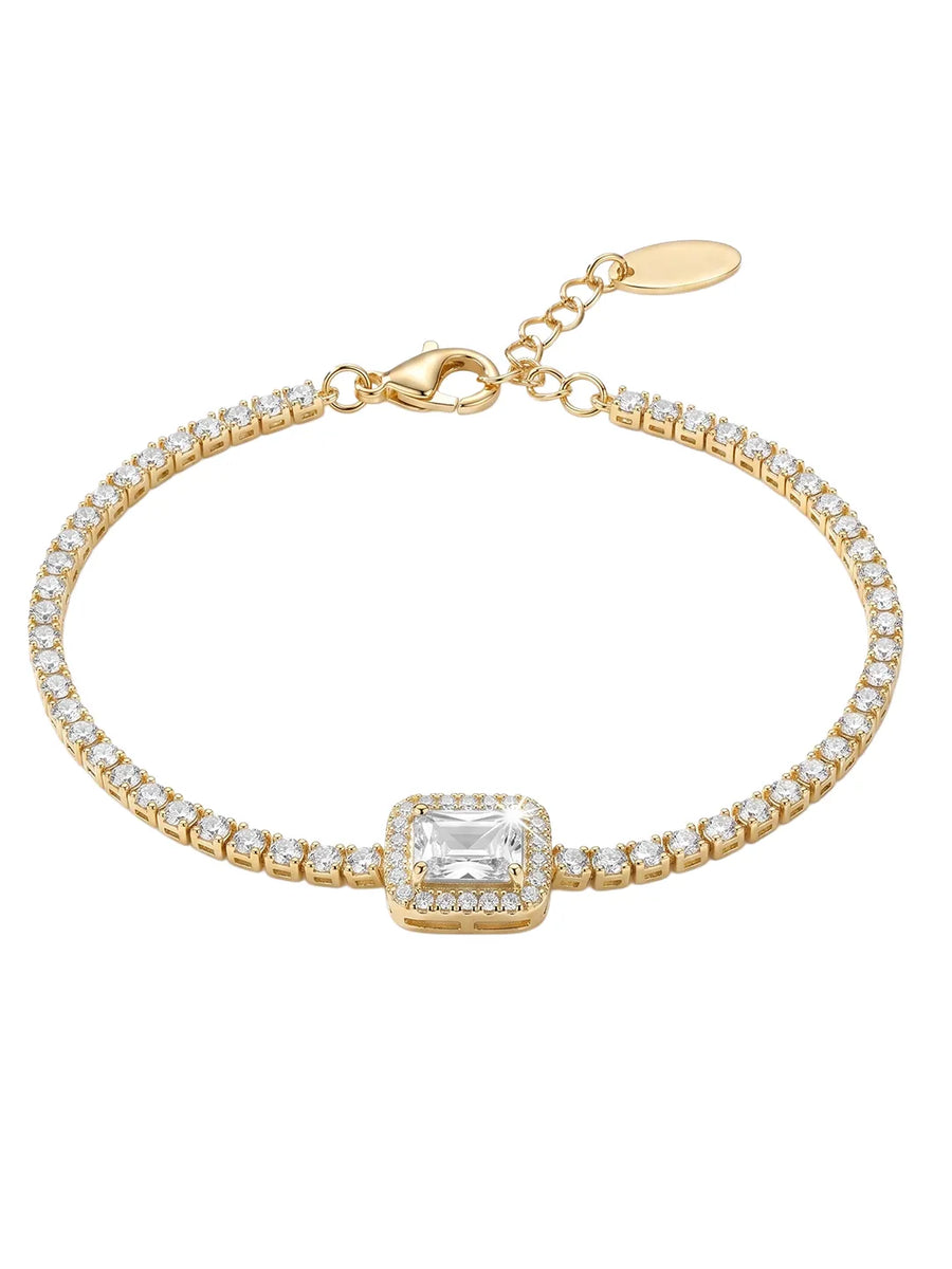 Peora Emerald Cut Crystal Tennis Bracelet - Gold