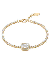 Peora Emerald Cut Crystal Tennis Bracelet - Gold