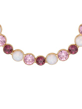 Peora Pink Crystal Beads Slider Bracelet - Gold