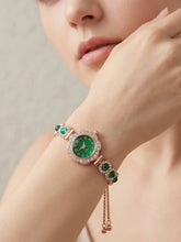 Peora Emerald Stone Bracelet Watch - Rose Gold