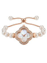 Peora Floral Pearl Bracelet Watch - Rose Gold