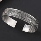 Peora Floral Oxidised Elegance Cuff Kada - Silver