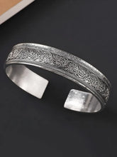 Peora Floral Oxidised Elegance Cuff Kada - Silver