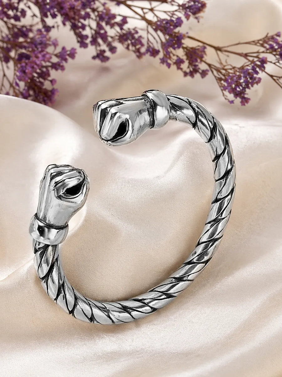 Peora Warrior Beast Oxidised  Kada - Silver