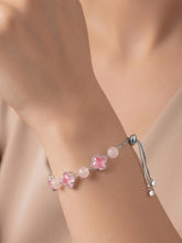 Peora Pink Floral Treasure Bracelet - Silver