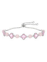Peora Pink Floral Treasure Bracelet - Silver
