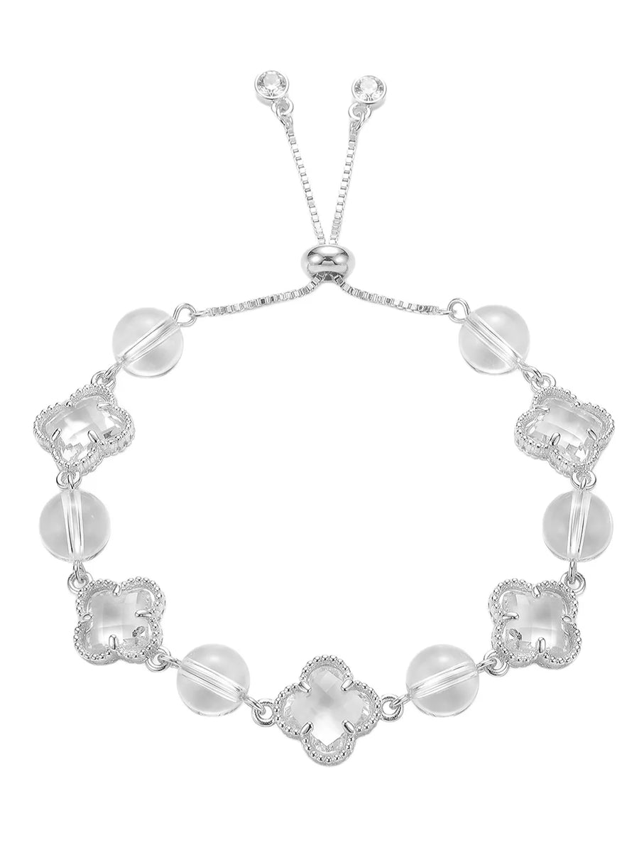 Peora White Floral Treasure Bracelet - Silver