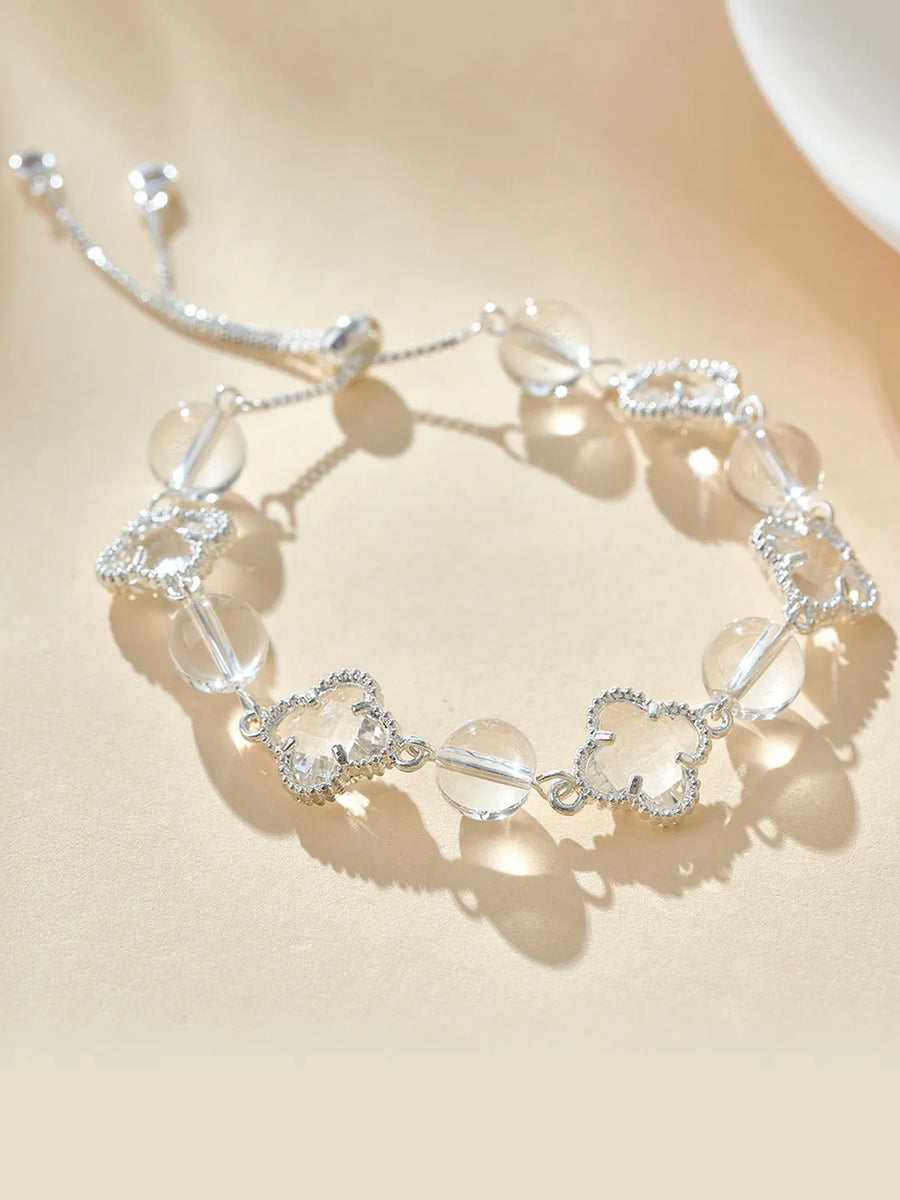 Peora White Floral Treasure Bracelet - Silver