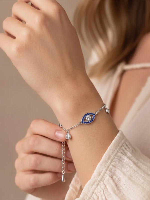 Peora Evil Eye Charm Bracelet - Silver