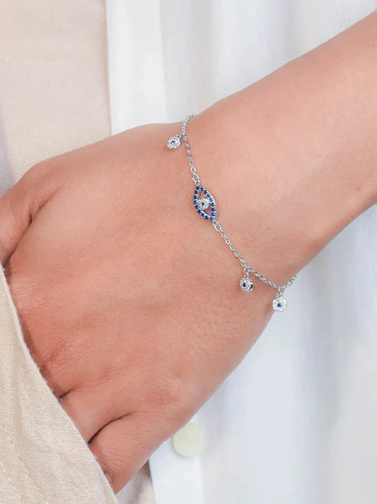 Peora Evil Eye Charm Bracelet - Silver