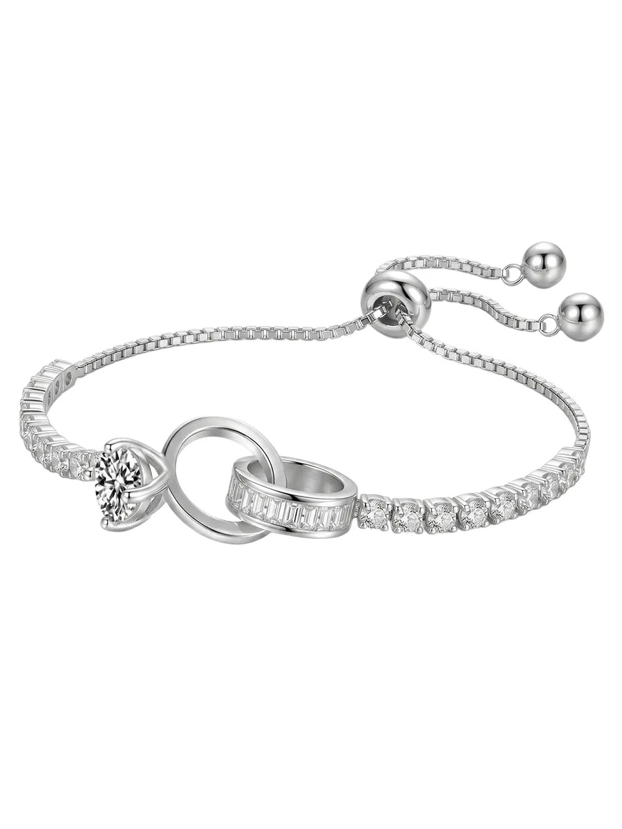 Peora Crystal Lucky Fortune Bracelet - Silver
