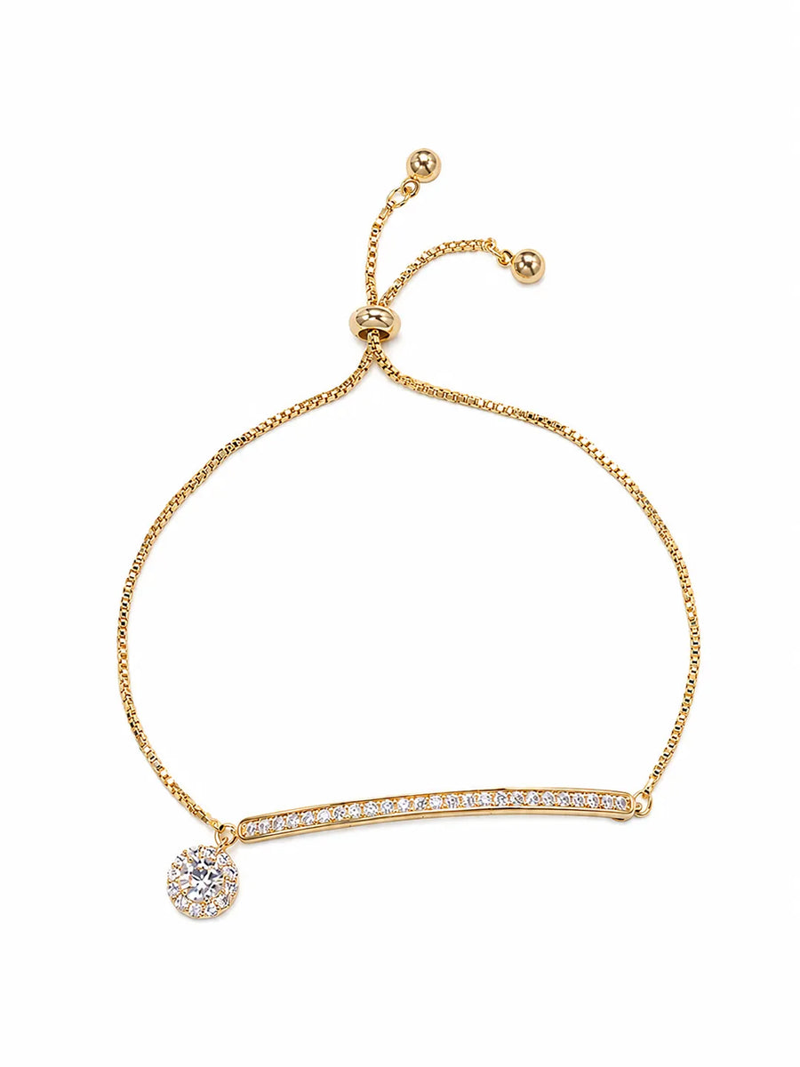Peora Solitaire Sparkle Crystal Bracelet - Gold