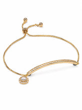 Peora Solitaire Sparkle Crystal Bracelet - Gold