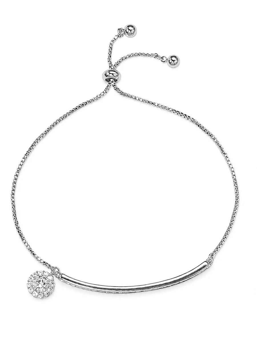 Peora Solitaire Sparkle Crystal Bracelet - Silver
