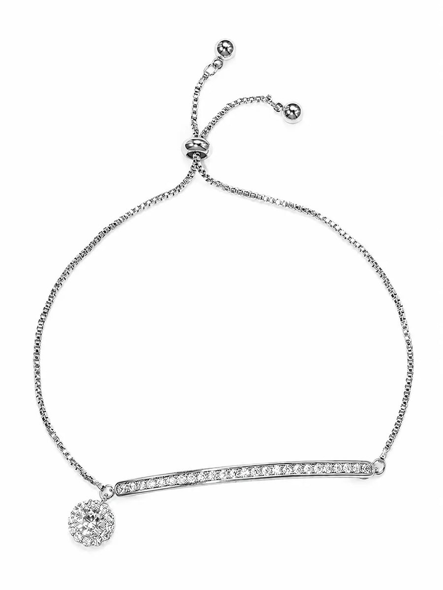 Peora Solitaire Sparkle Crystal Bracelet - Silver