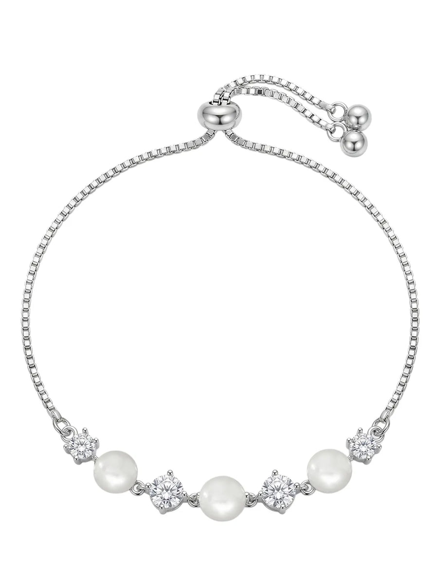 Peora Pearl Elegance Bracelet - Silver