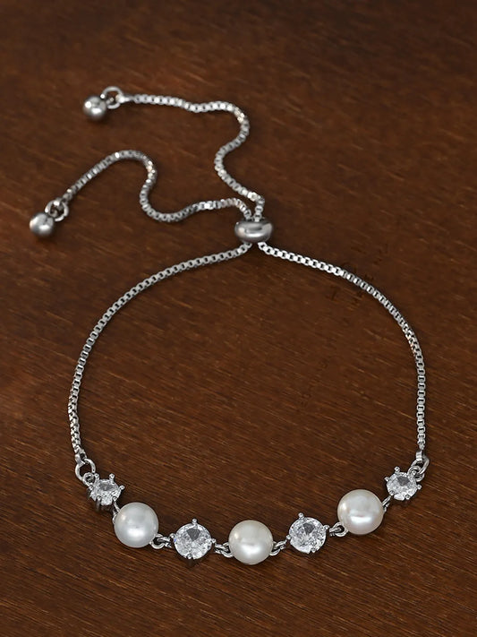 Peora Pearl Elegance Bracelet - Silver