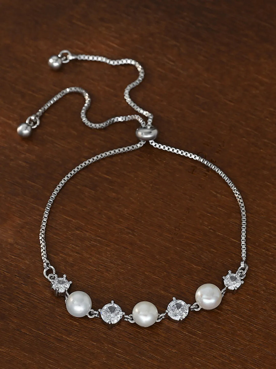 Peora Pearl Elegance Bracelet - Silver