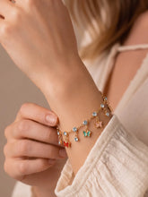 Peora Multicolour Butterfly Charm Bracelet - Gold