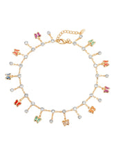 Peora Multicolour Butterfly Charm Bracelet - Gold