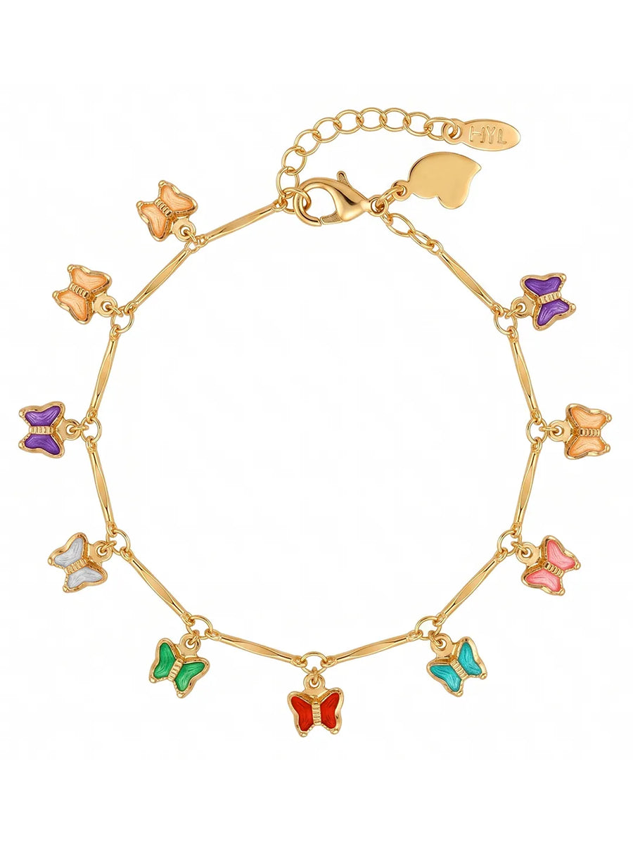 Peora Rainbow Butterfly Charm Bracelet - Gold