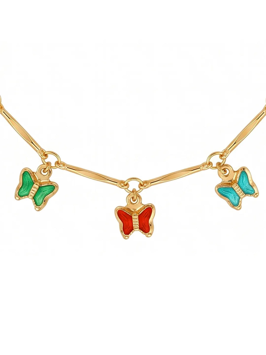 Peora Rainbow Butterfly Charm Bracelet - Gold