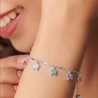 Rhodium Plated Pastel Butterfly Bracelet