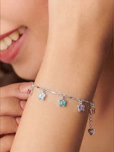 Rhodium Plated Pastel Butterfly Bracelet