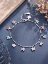 Rhodium Plated Pastel Butterfly Bracelet