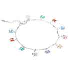 Rhodium Plated Pastel Butterfly Bracelet