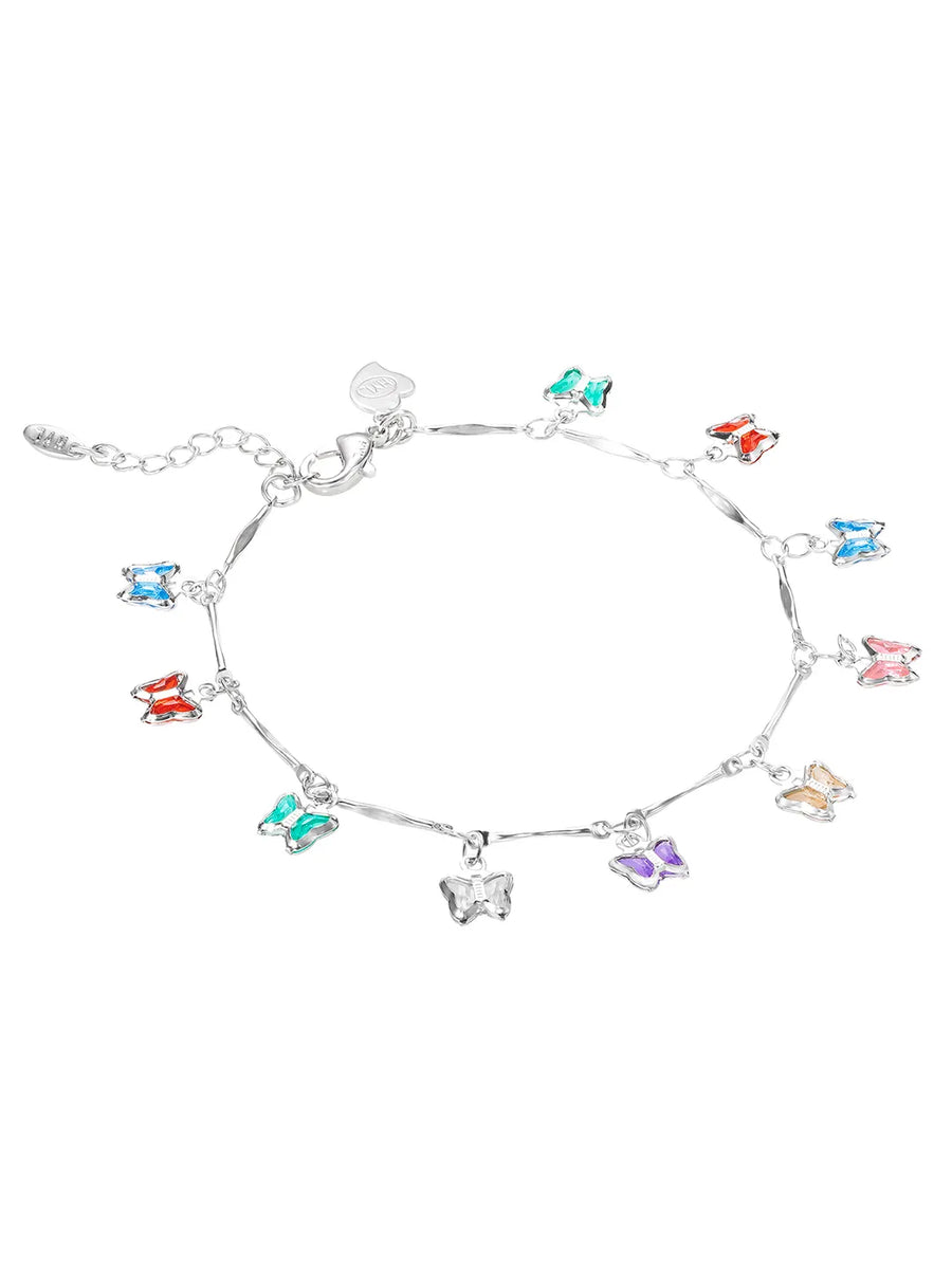 Rhodium Plated Pastel Butterfly Bracelet