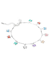 Rhodium Plated Pastel Butterfly Bracelet