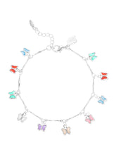 Rhodium Plated Pastel Butterfly Bracelet