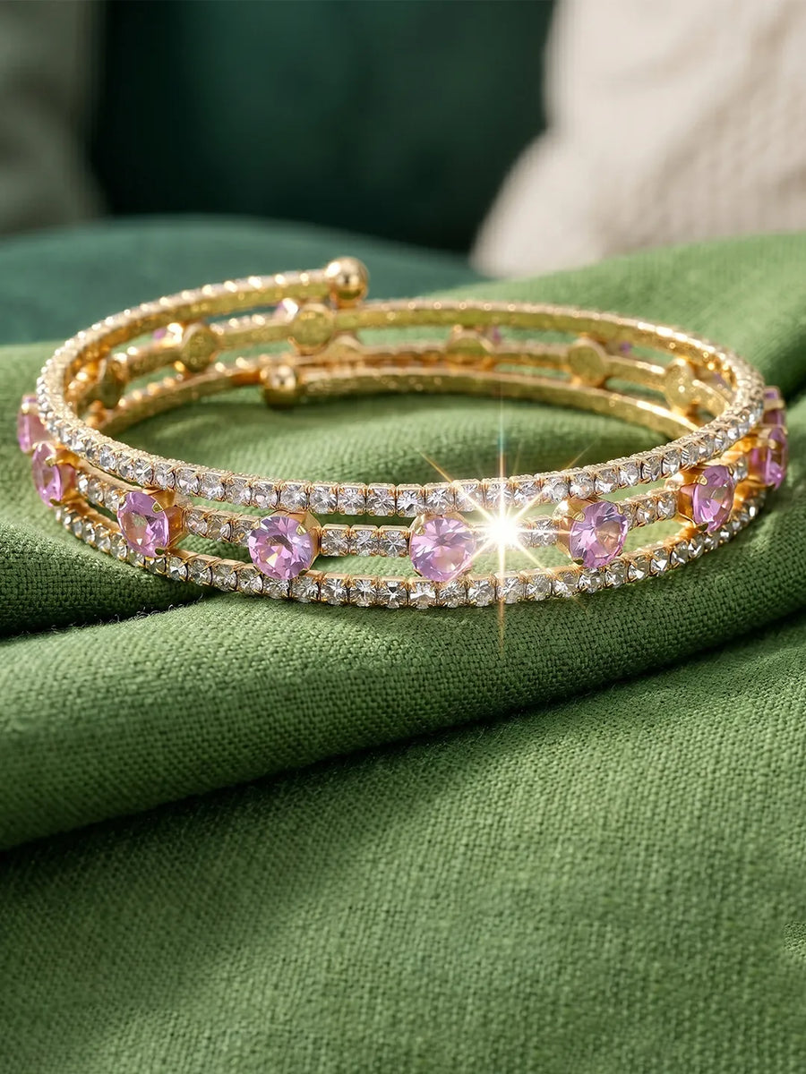 Peora Pink Radiance Kada Bracelet - Gold
