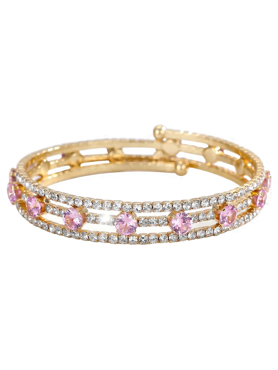 Peora Pink Radiance Kada Bracelet - Gold
