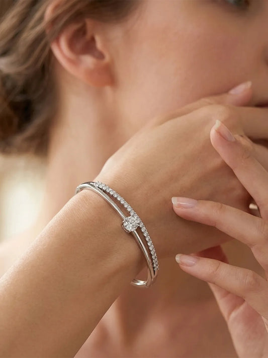 Peora Sparkling Crystal Bracelet- Silver